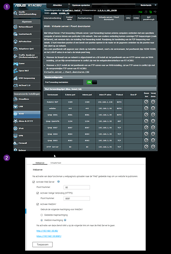 Screenshots Qnap router and webdav